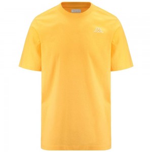 Men Kappa Logo Korpo Cafers Slim T-Shirt Yellow | KN6287503