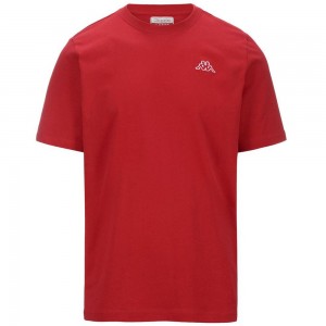 Men Kappa Logo Korpo Cafers Slim T-Shirt Red | MK3726841