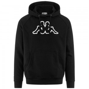 Men Kappa Logo Korpo Zaiver Hoodie Black | KH4739065