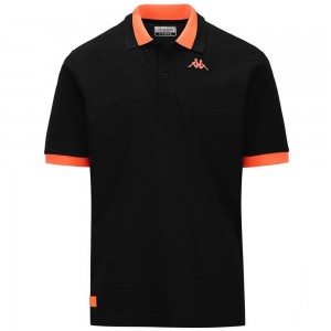 Men Kappa Logo Neon Polo Shirt Black | RX7846352