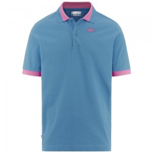 Men Kappa Logo Neon Polo Shirt Blue | UQ4209165