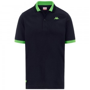 Men Kappa Logo Neon Polo Shirt Navy | OF9518032