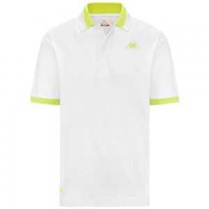 Men Kappa Logo Neon Polo Shirt White | IC1950324