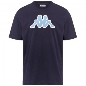 Men Kappa Logo Zobi T-Shirt Navy | CO8273640