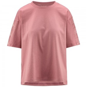 Women Kappa 222 Banda 10 Vanilla T-Shirt Pink | SN4613985