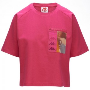 Women Kappa 222 Banda Grisha Graphik T-Shirt Pink | EJ5072849