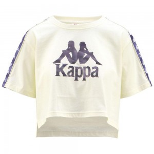 Women Kappa 222 Banda Vapua Graphiktape T-Shirt White | XM8173920