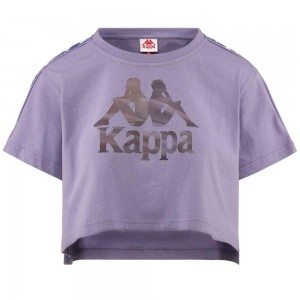 Women Kappa 222 Banda Vapua Graphiktape T-Shirt Purple | XH4163908