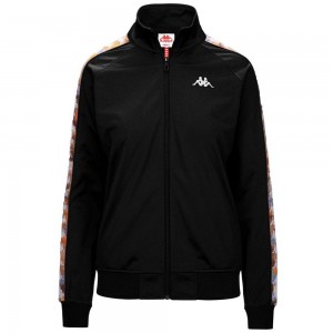 Women Kappa 222 Banda Wanniston Graphiktape Jacket Black | JZ8271309