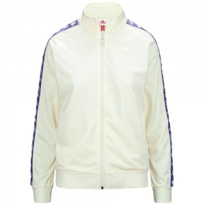 Women Kappa 222 Banda Wanniston Graphiktape Jacket White | VQ2386794