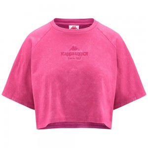 Women Kappa Authentic Premium Lumy T-Shirt Pink | KT2039615