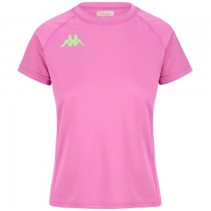 Women Kappa Kombat Fiba T-Shirt Pink | JE0451267