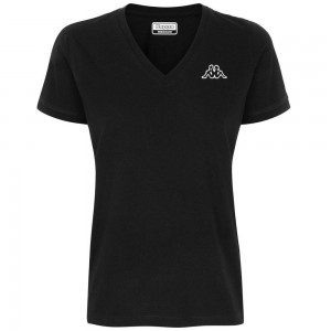 Women Kappa Logo Cabou T-Shirt Black | CV1408396