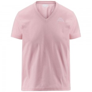 Women Kappa Logo Cabou T-Shirt Pink | CW0846527