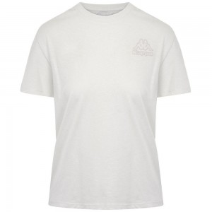 Women Kappa Logo Dishirt T-Shirt White | LC0968175