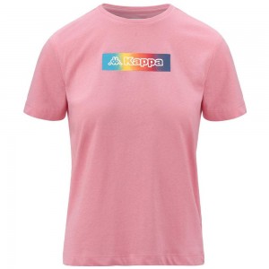 Women Kappa Logo Elektra T-Shirt Pink | QC4315786