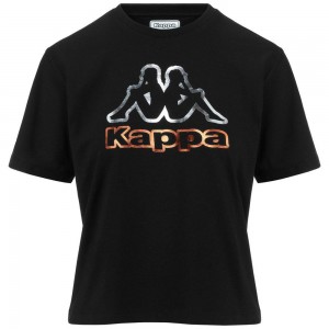 Women Kappa Logo Falella T-Shirt Black | UN4371682