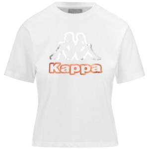 Women Kappa Logo Falella T-Shirt White | ZG1274093