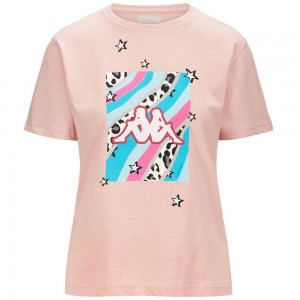 Women Kappa Logo Fibi T-Shirt Pink | RD0763952