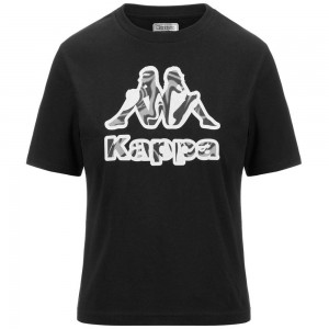 Women Kappa Logo Fiora T-Shirt Black | DK5896173