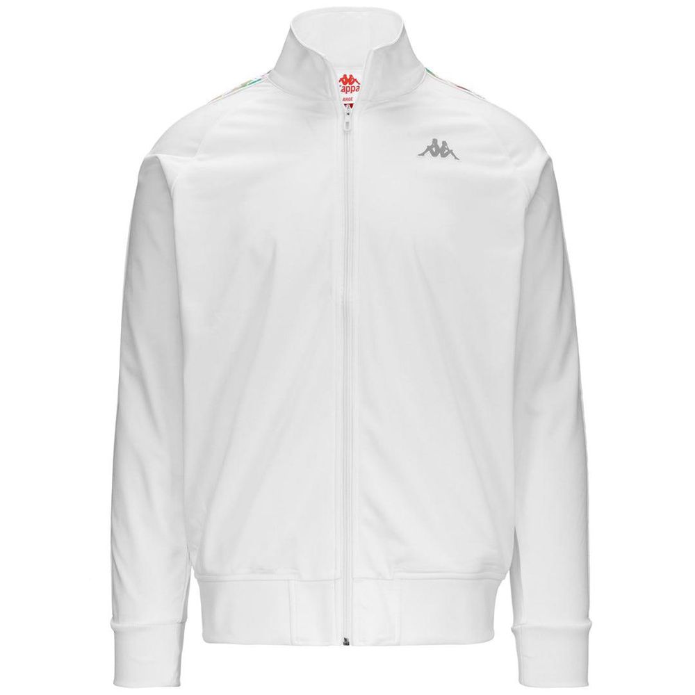 Men Kappa 222 Banda Anniston Graphiktape Jacket White | BW2618930