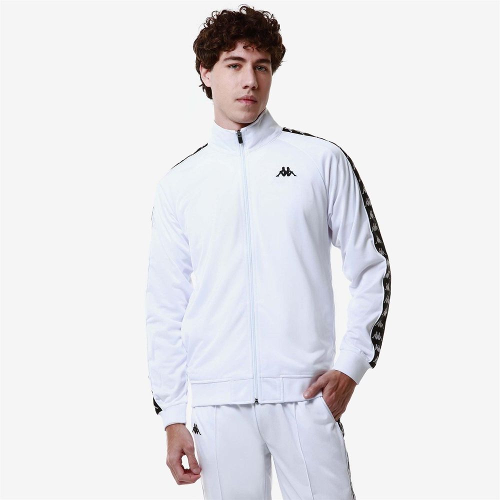 Men Kappa 222 Banda Anniston Slim Jacket White | TR5067184