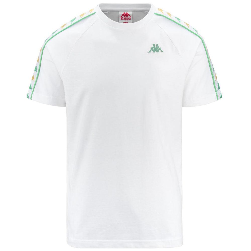 Men Kappa 222 Banda Coeni Slim T-Shirt White | ZV2834697