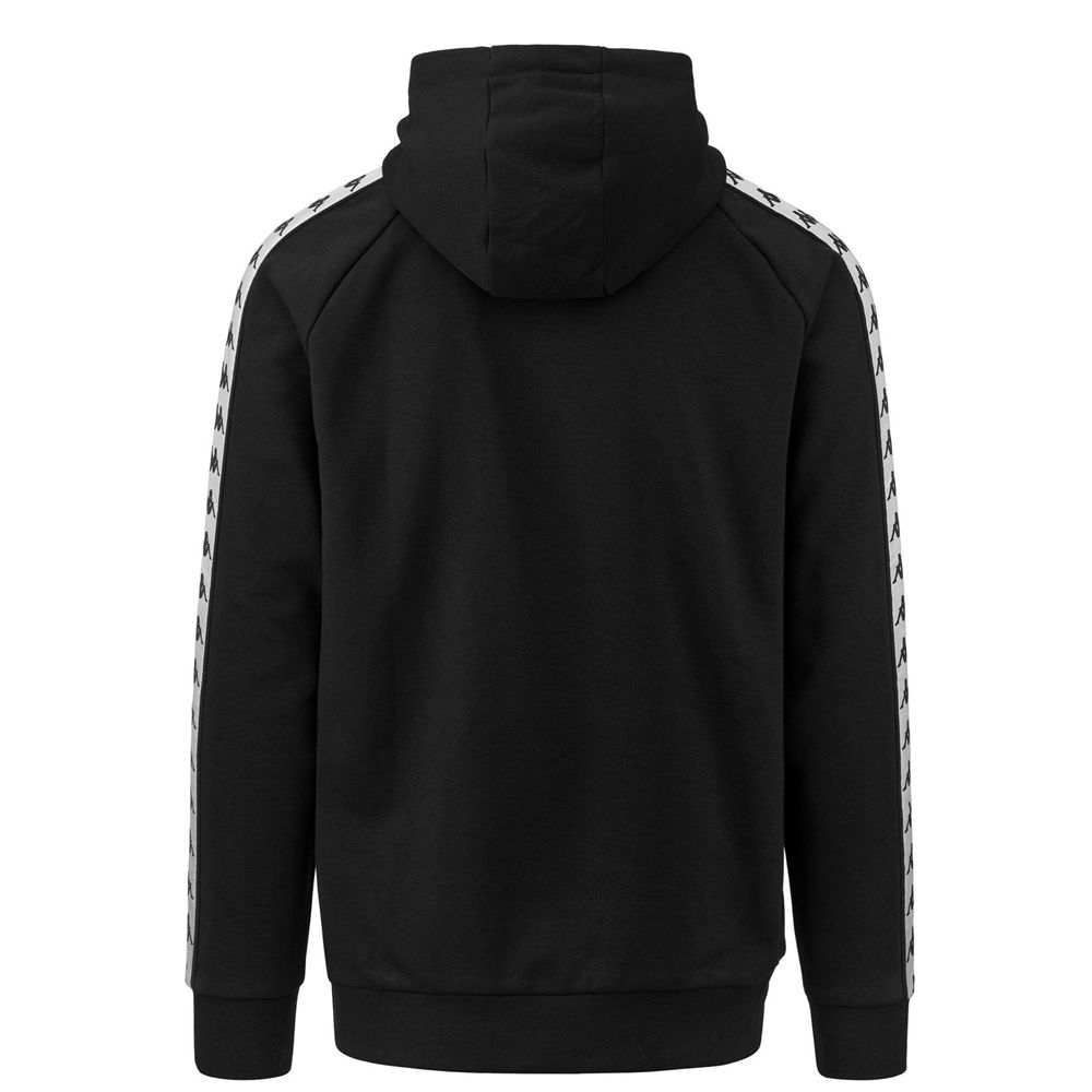 Men Kappa 222 Banda Hurry Hoodie Black | YO7631590