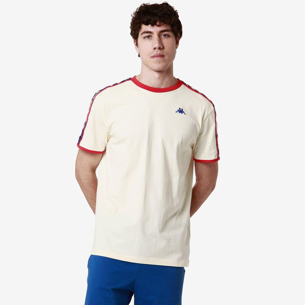 Men Kappa 222 Banda Lilogt T-Shirt Beige | RJ1025936