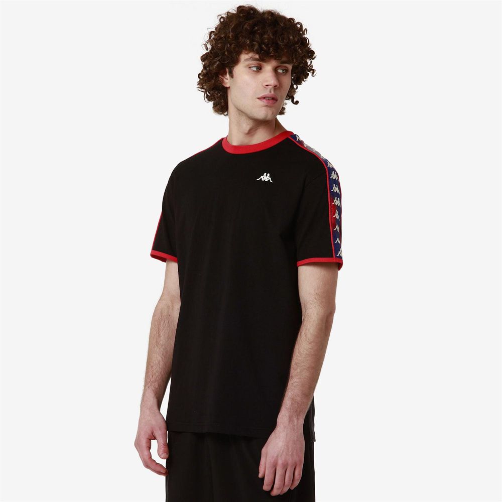 Men Kappa 222 Banda Lilogt T-Shirt Black | UN3085719