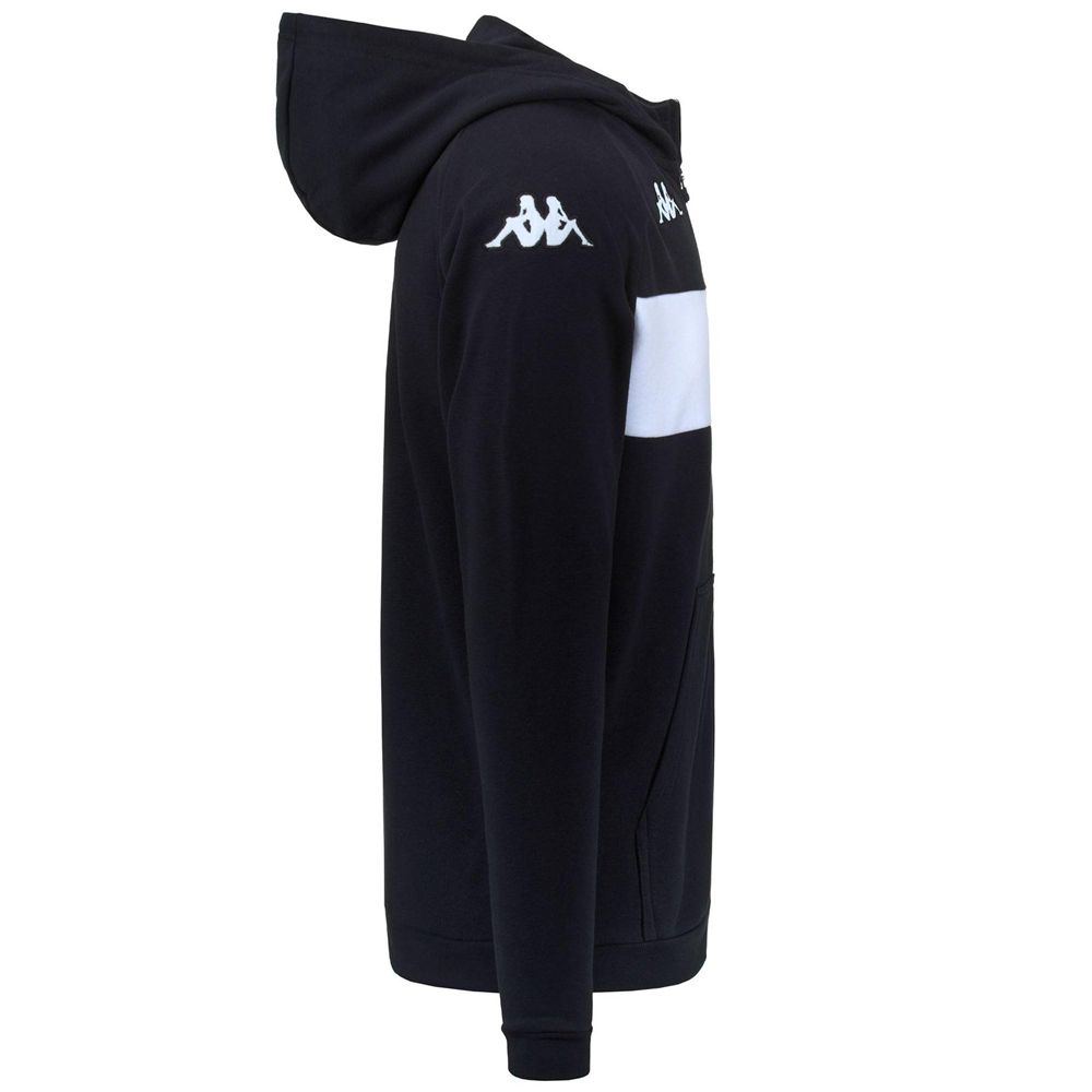 Men Kappa 4 Football Dacciozi Hoodie Black | NW9243708