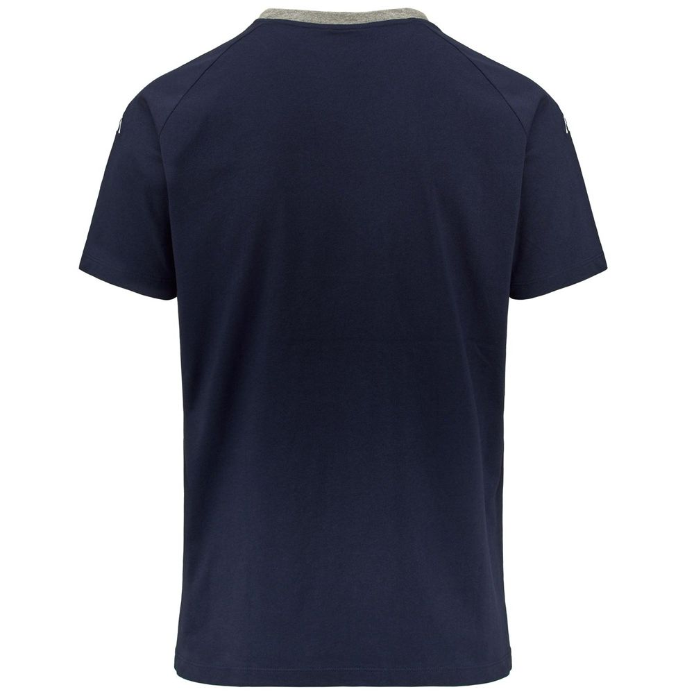 Men Kappa 4 Football Diago T-Shirt Navy | DL9034265