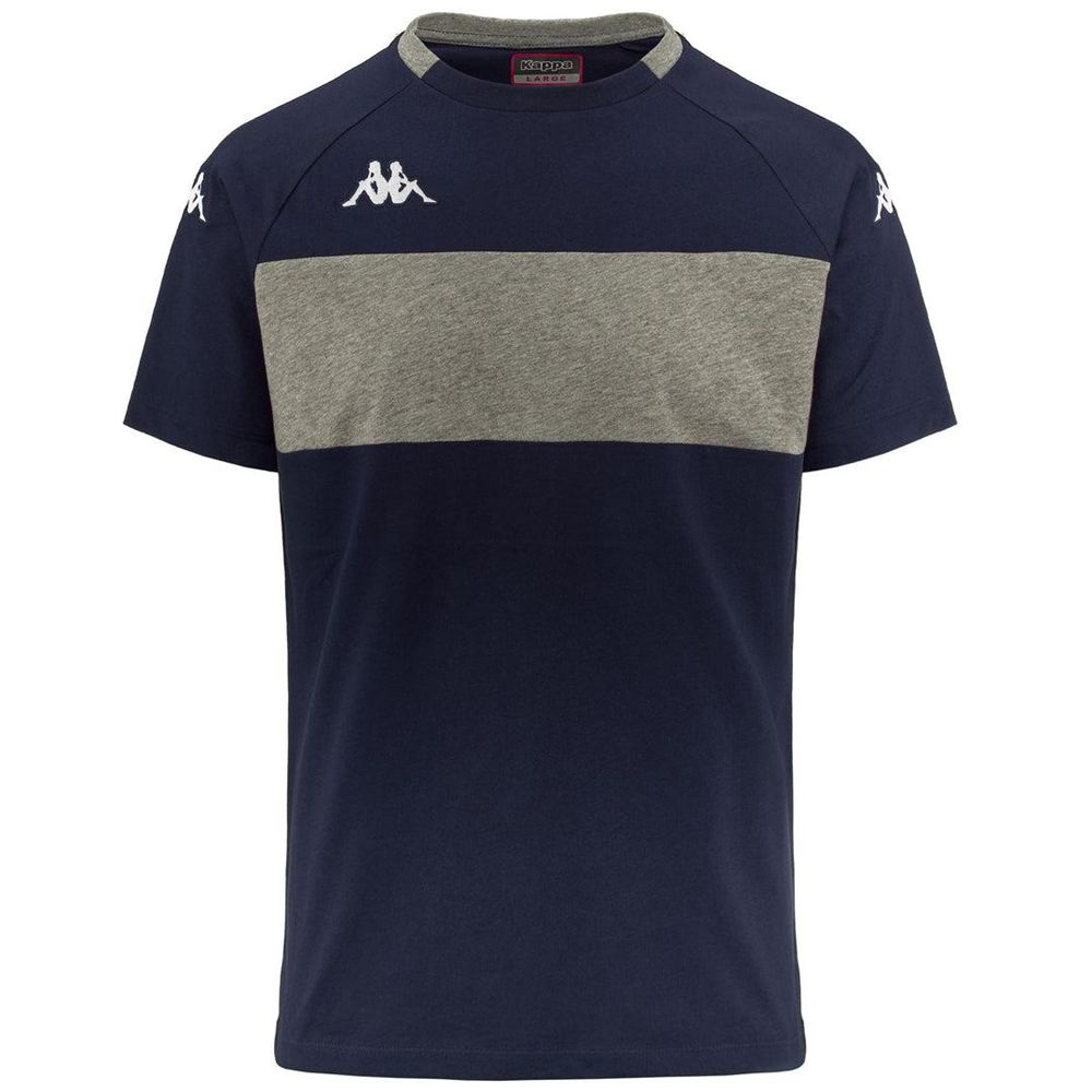 Men Kappa 4 Football Diago T-Shirt Navy | DL9034265