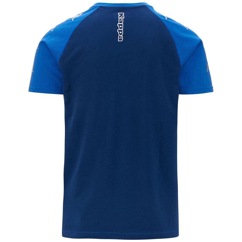 Men Kappa 4 Soccer Ancone T-Shirt Blue | WY5307849