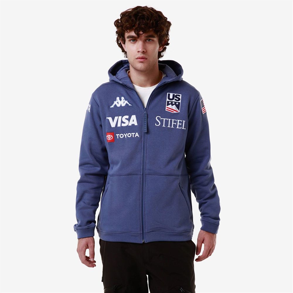 Men Kappa Arufeod Us Hoodie Blue | ER4219570