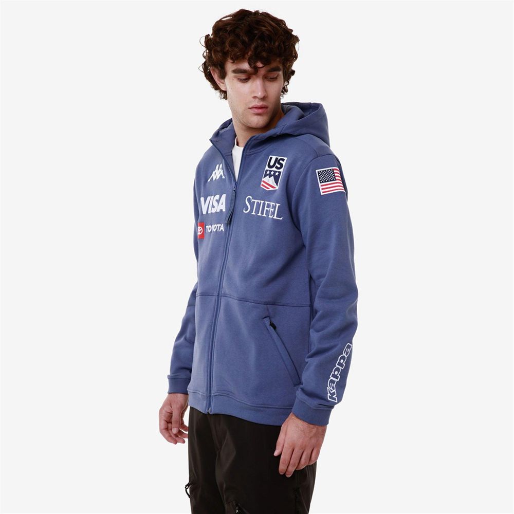 Men Kappa Arufeod Us Hoodie Blue | ER4219570