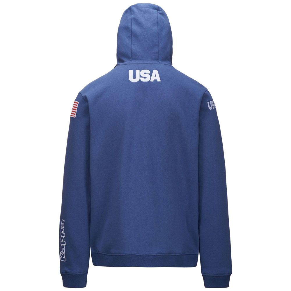 Men Kappa Arufeod Us Hoodie Blue | ER4219570