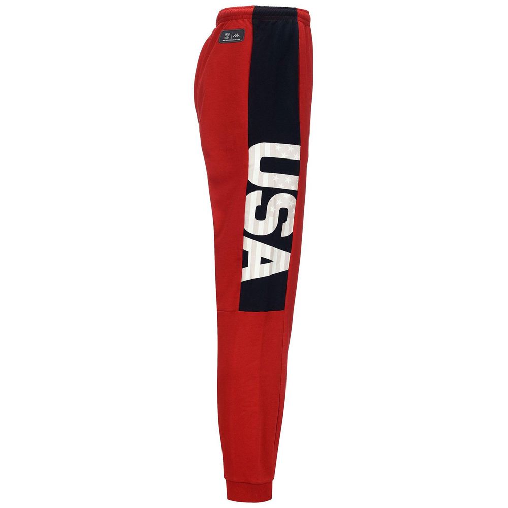 Men Kappa Arufinzip Usa Us Pants Red | OL0354781