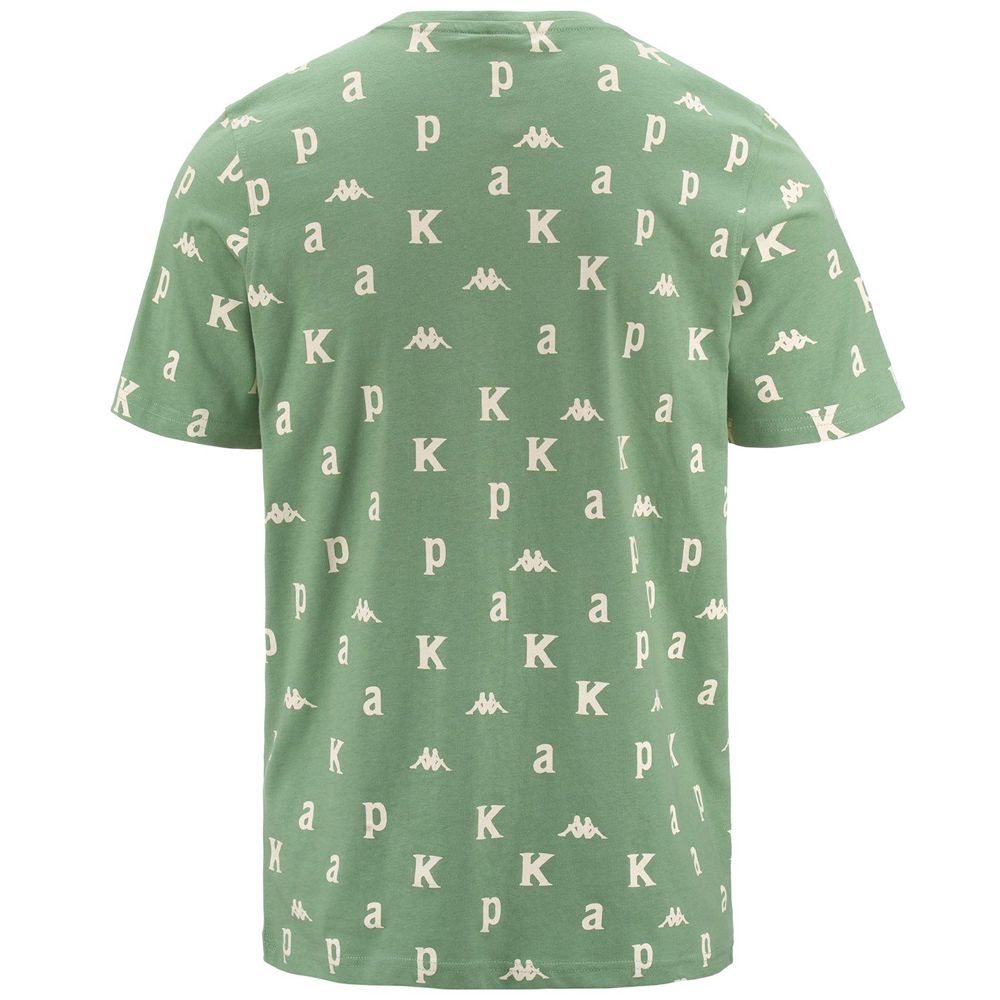 Men Kappa Authentic Fool Organic T-Shirt Green | GT0692537