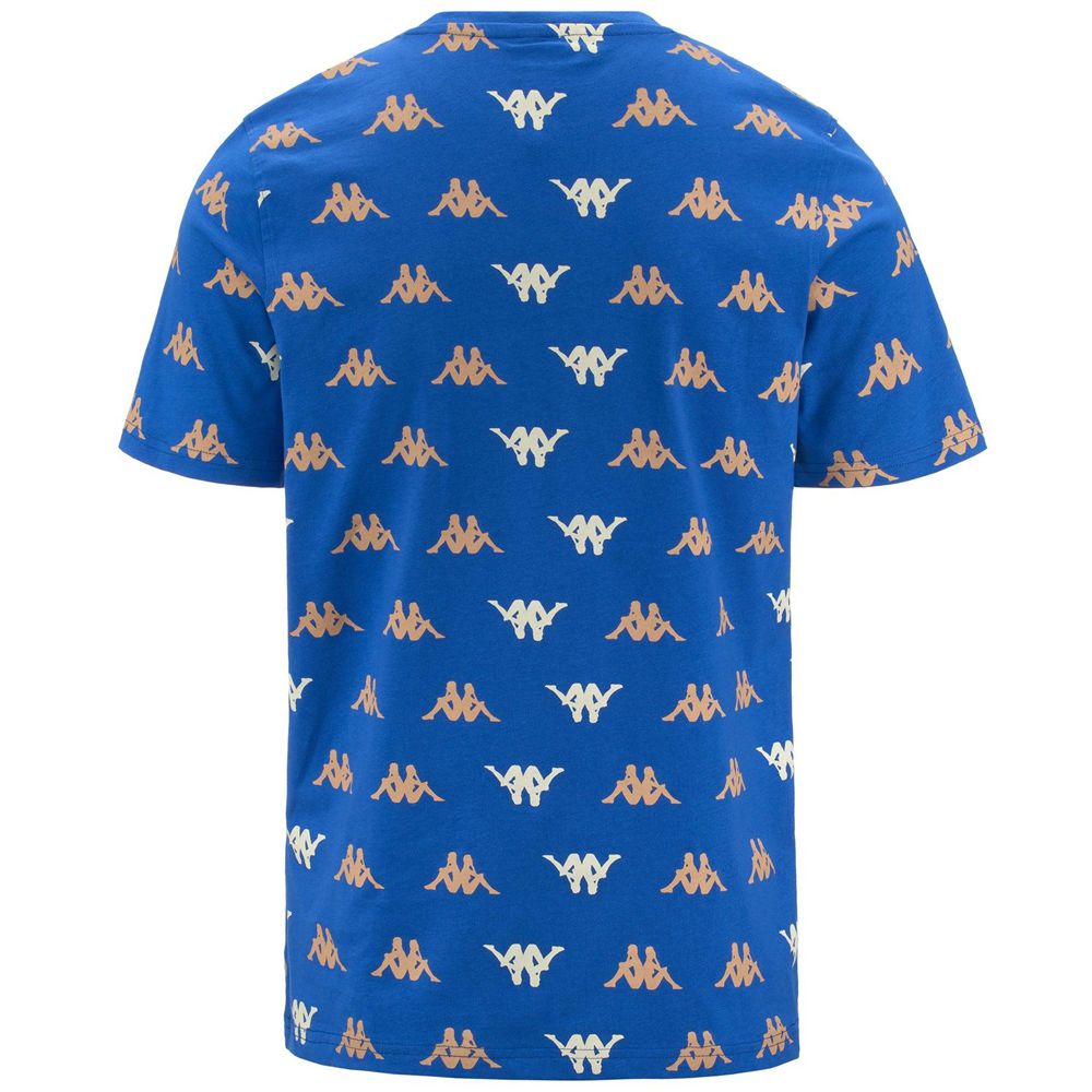 Men Kappa Authentic Fool Organic T-Shirt Blue | EI2479035