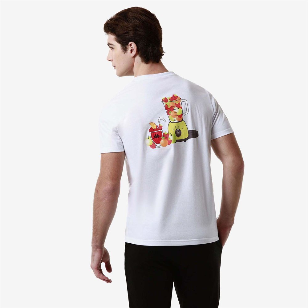 Men Kappa Authentic Graphik Leugene T-Shirt White | UH4685291