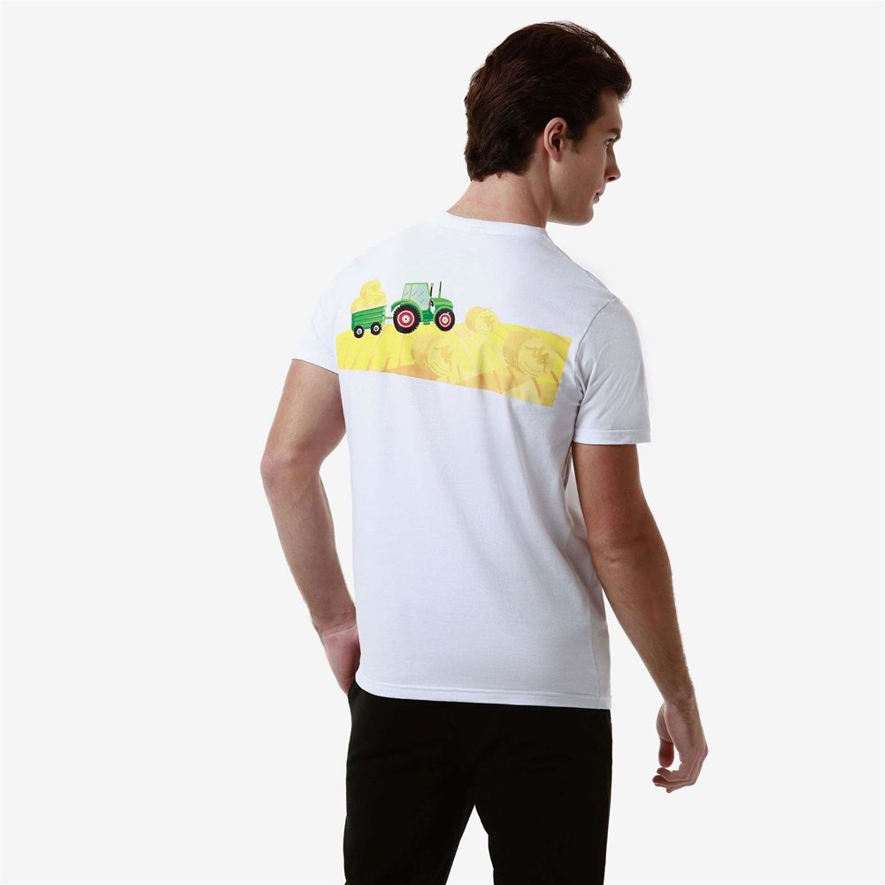 Men Kappa Authentic Graphik Leven T-Shirt White | IC5904361