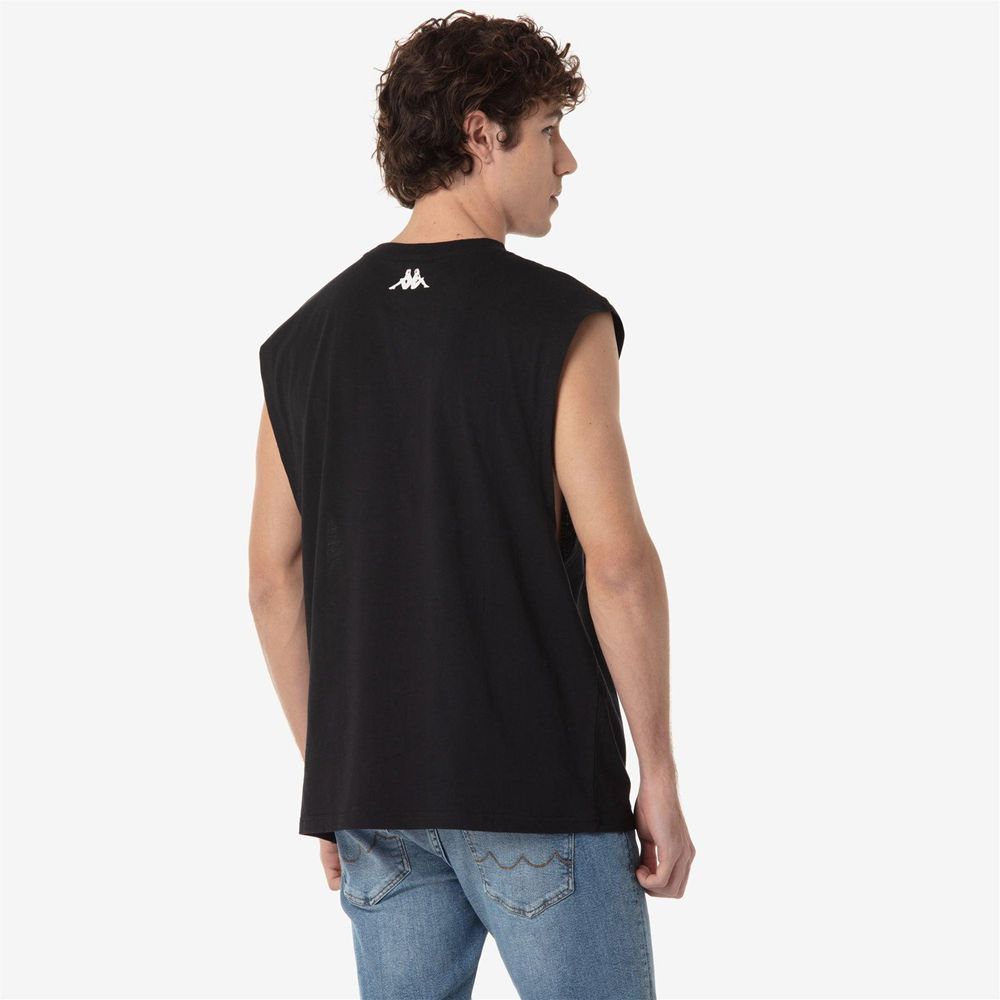 Men Kappa Authentic Kosmo Kff Tank Top Black | RI7839142