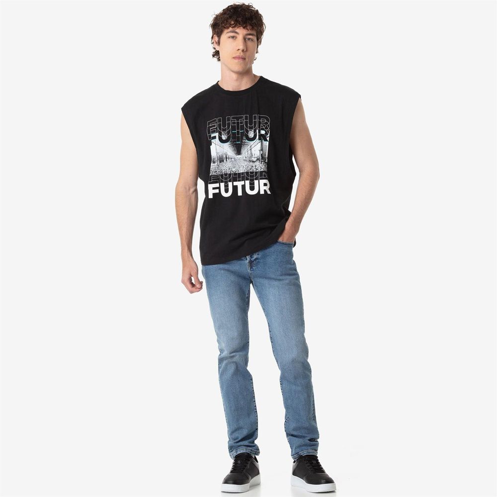 Men Kappa Authentic Kosmo Kff Tank Top Black | RI7839142