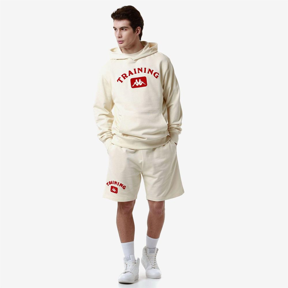 Men Kappa Authentic Premium Lakira Hoodie Beige | HK5174802