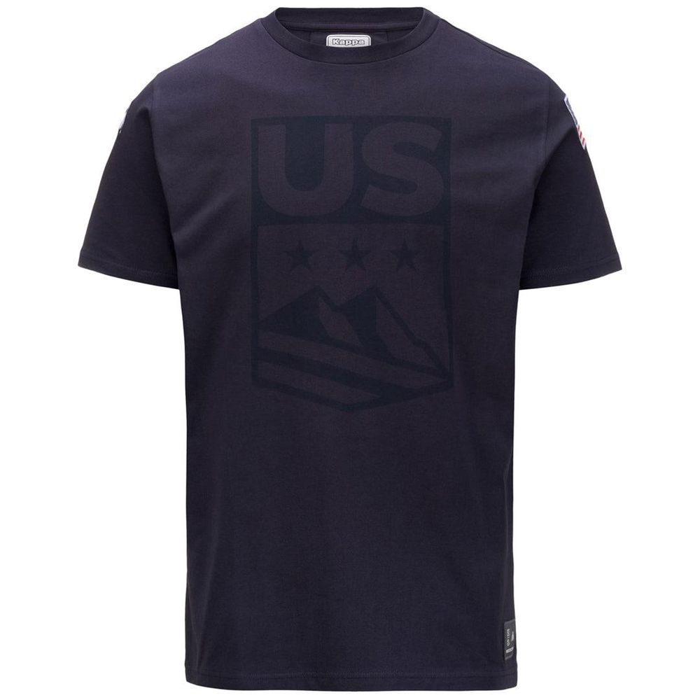 Men Kappa Ayba2 Skud Us T-Shirt Navy | VT0623745