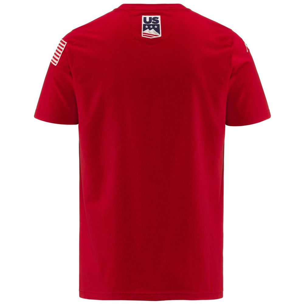 Men Kappa Ayba2 Skud Us T-Shirt Red | QF8369450