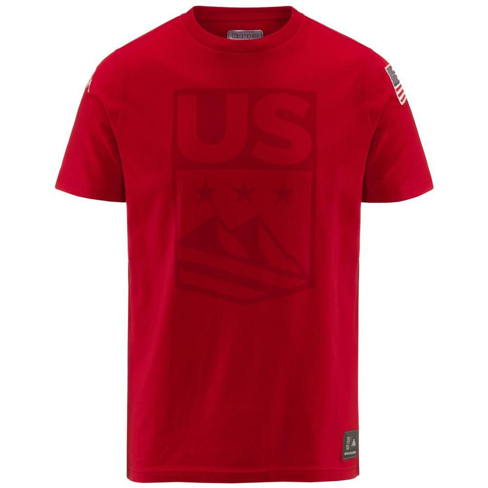 Men Kappa Ayba2 Skud Us T-Shirt Red | QF8369450