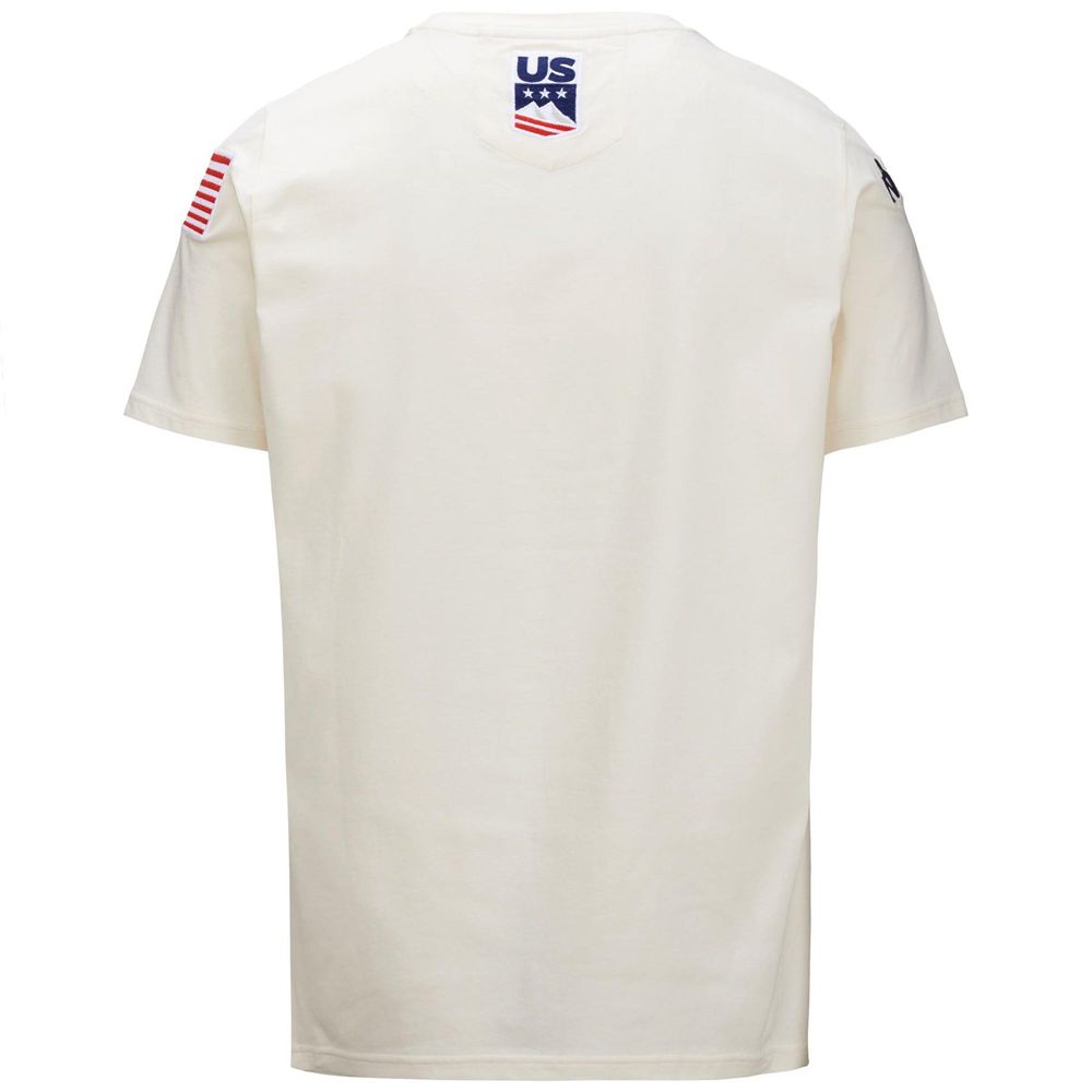 Men Kappa Ayba2 Skud Us T-Shirt White | MW2468153