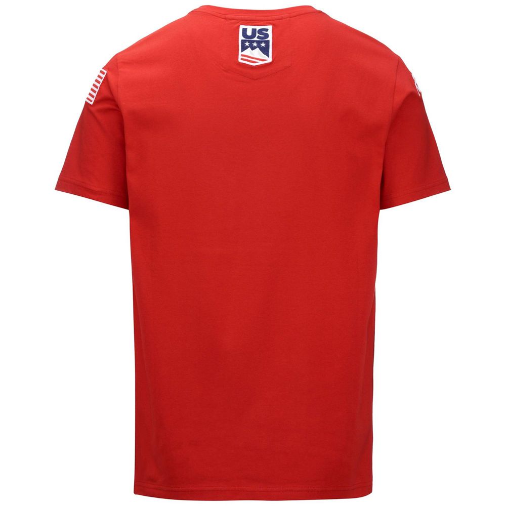 Men Kappa Ayba2 Usa Us T-Shirt Red | FR4358927